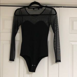 Reformation Black Sheer Sweetheart Bodysuit